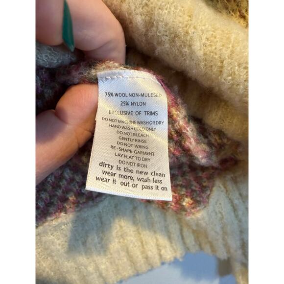 TOAD&CO Floral Wool Blend Sweater XS Cream Multicolor - Picture 4 of 8